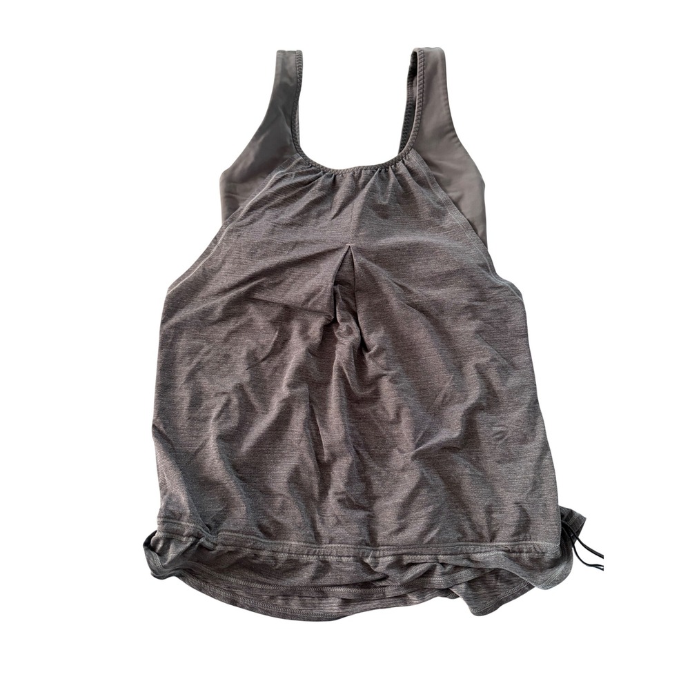 Lululemon No Sweat Tank Top Gray Space Dye Built-in Bra Size 4